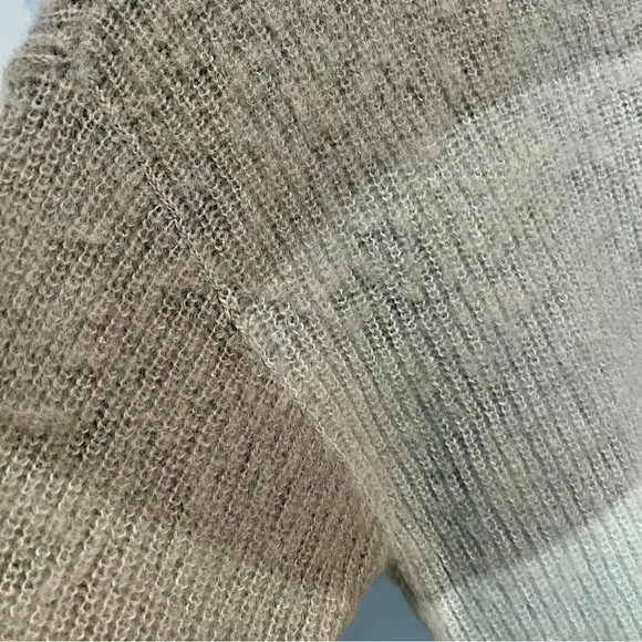 Free People Autumn Sky Wool Blend Gray Blue Cream Color Block Sweater medium