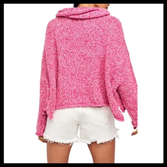 Free People BFF Cowl Neck Sweater PInk