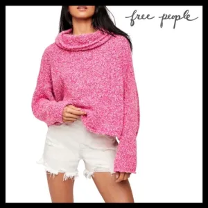 Free People BFF Cowl Neck Sweater PInk