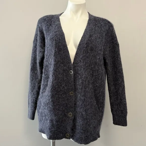Free People Cozy Day Grandpa Cardigan Sweater Alpaca Wool Mohair S Academia Boho