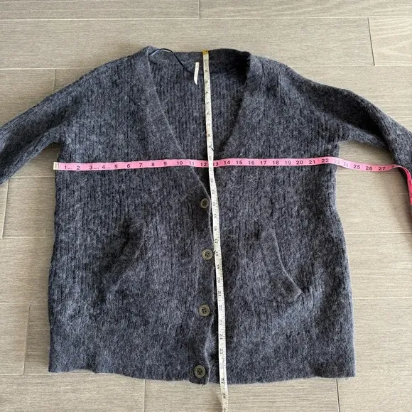Free People Cozy Day Grandpa Cardigan Sweater Alpaca Wool Mohair S Academia Boho