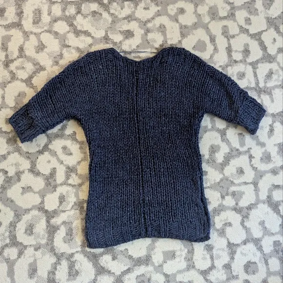 Free People Georgia Blue V-Neck Chunky Sweater Size Small