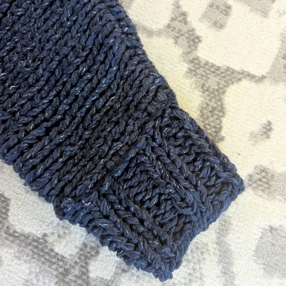 Free People Georgia Blue V-Neck Chunky Sweater Size Small