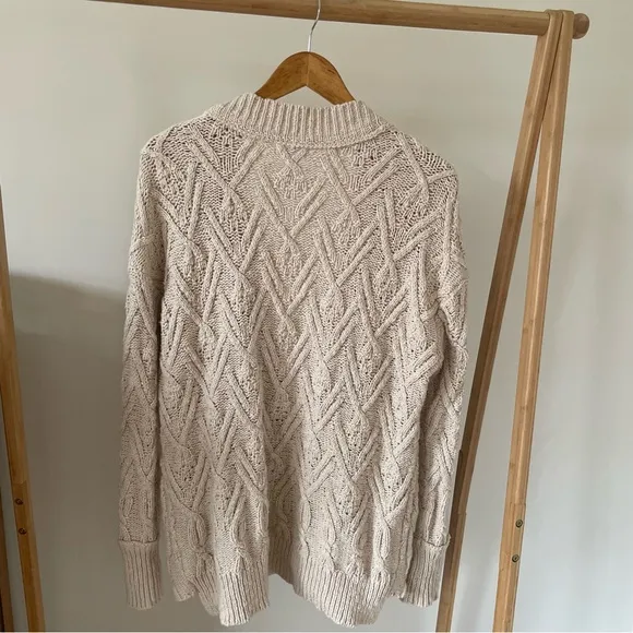 Free People Montana Cable Knit Chunky Cardigan Sweater in Cream/Beige - XS