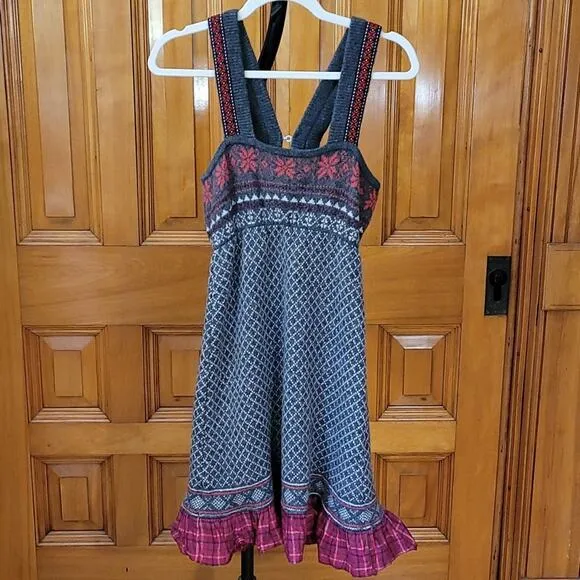 Free People Nordic Fair Isle Jumper Dress Size Small Wool Blend