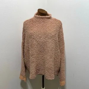 Free People Oversized Terry Boho Chunky Knit Peach Nude Sweater Size Small