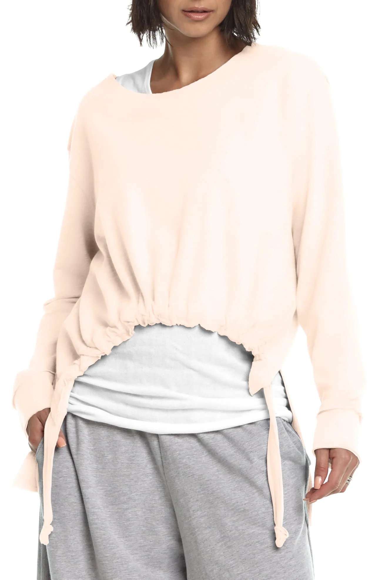 French Terry Crop Drawstring Top