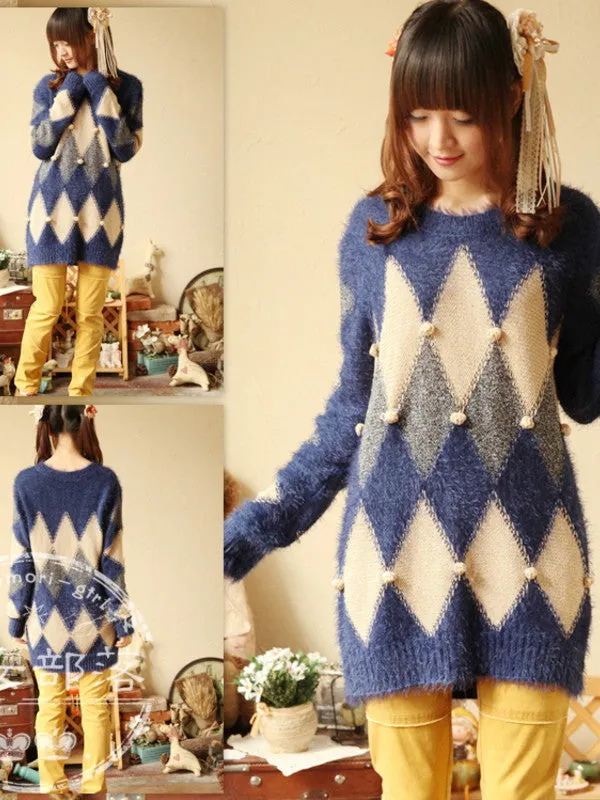 fuzzy diamond sweater
