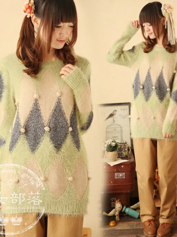 fuzzy diamond sweater