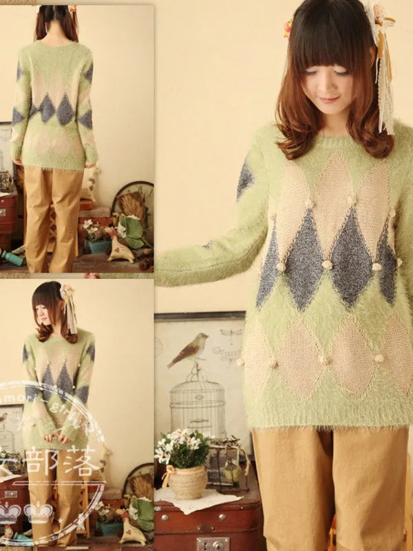 fuzzy diamond sweater