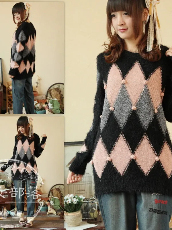 fuzzy diamond sweater