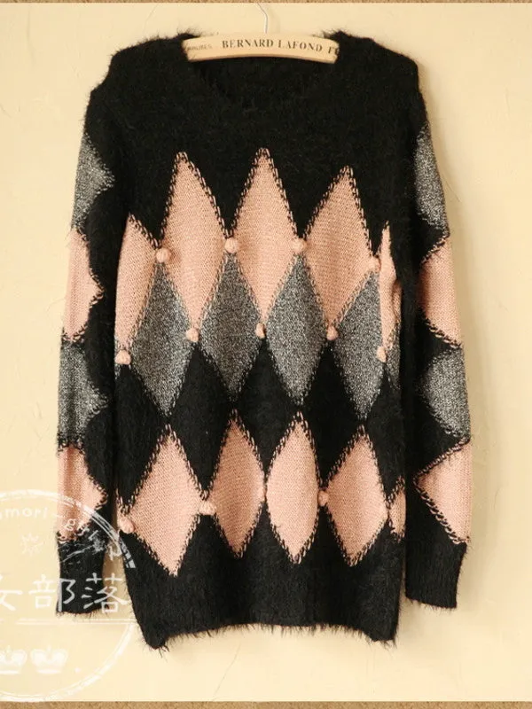 fuzzy diamond sweater