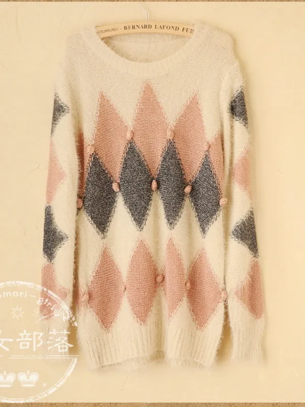 fuzzy diamond sweater