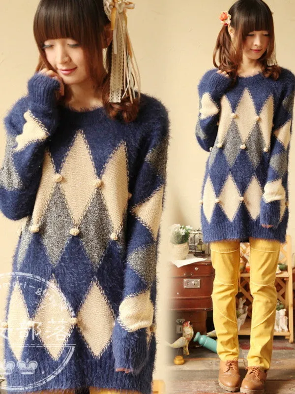 fuzzy diamond sweater