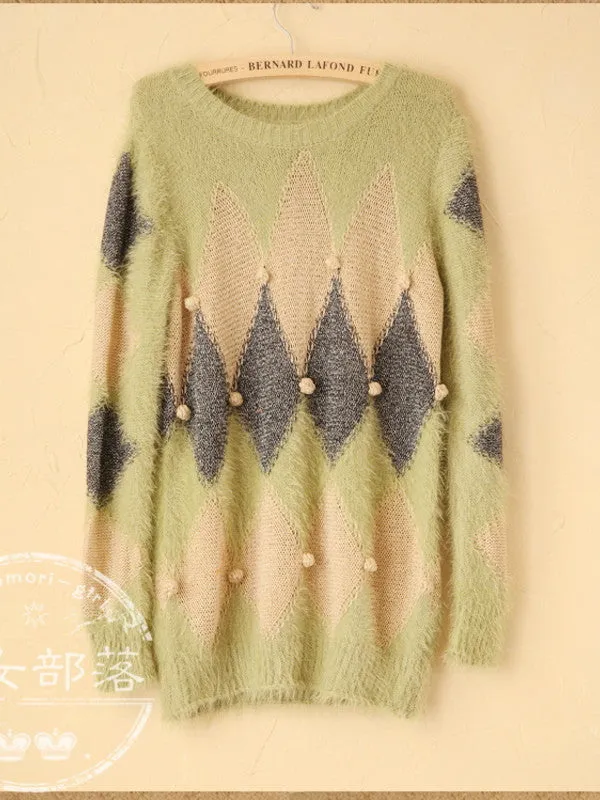 fuzzy diamond sweater