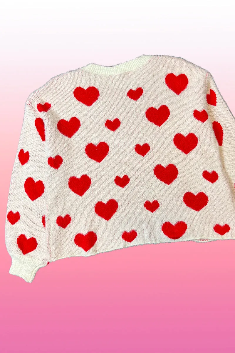 Fuzzy heart sweater