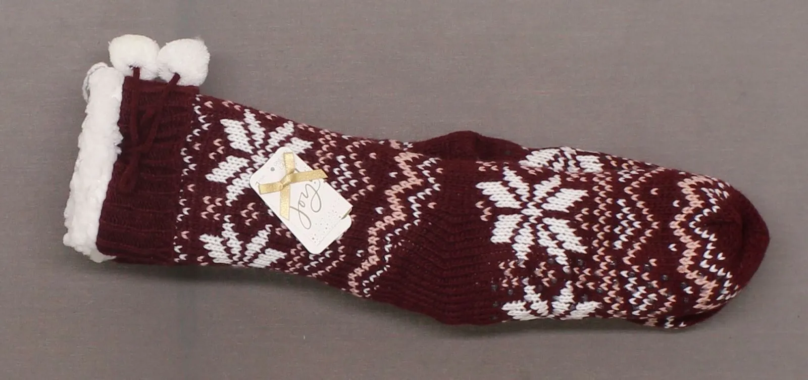 Gilligan & O'Malley Women's Pom Poms Sherpa Lined Fair Isle Slipper Socks