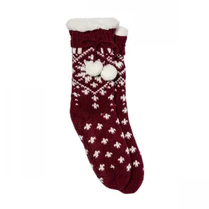 Gilligan & O'Malley Women's Pom Poms Sherpa Lined Fair Isle Slipper Socks