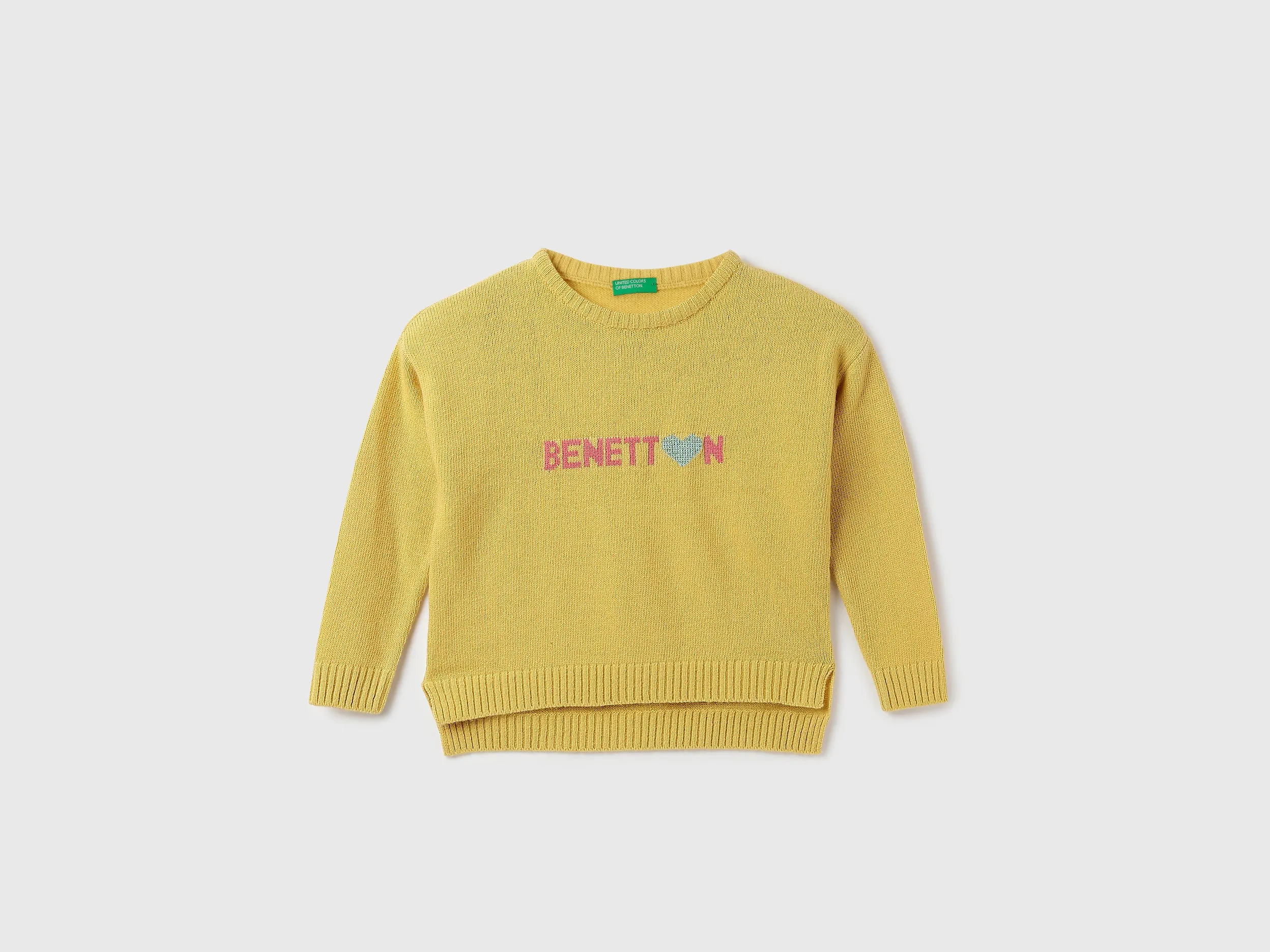 Girl's Boxy Fit Round Neck Branded Sweater