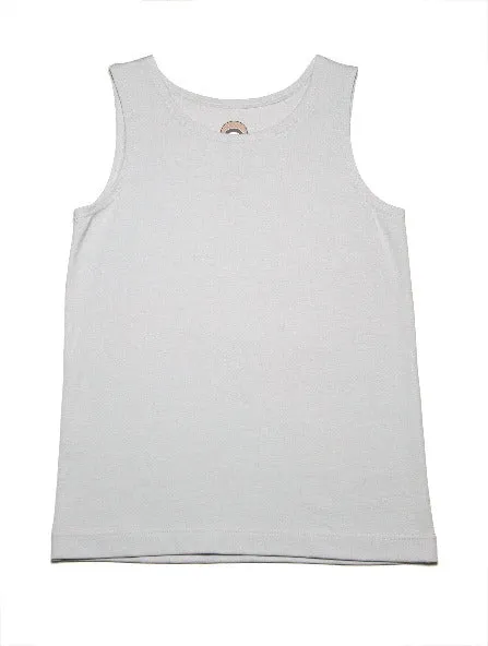 Girls Cotton Knit Light Grey  Essential Soft Tank Top - Glacier Grey