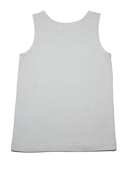 Girls Cotton Knit Light Grey  Essential Soft Tank Top - Glacier Grey