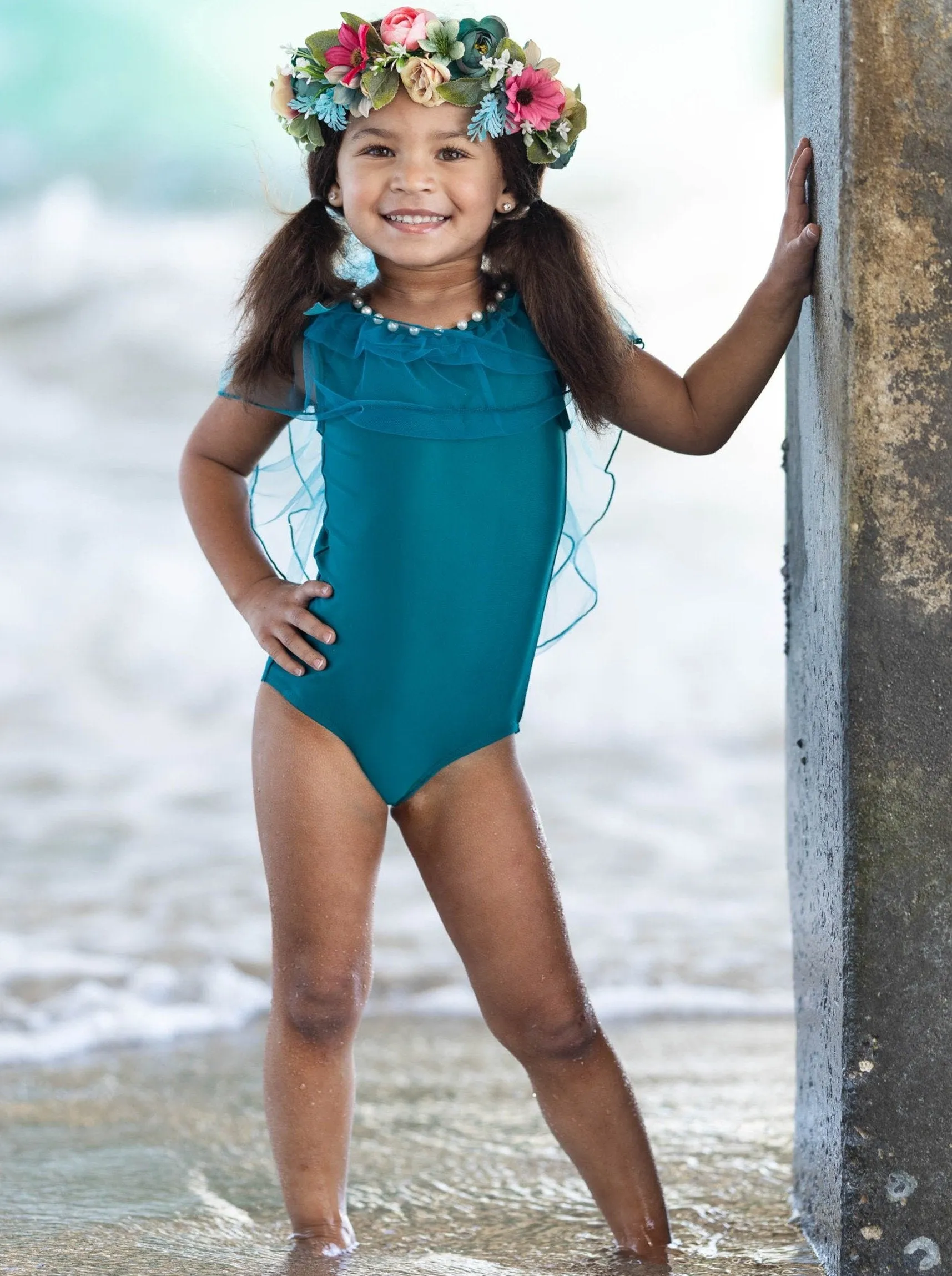 Girls Get Your Beach On One Piece Swimsuit