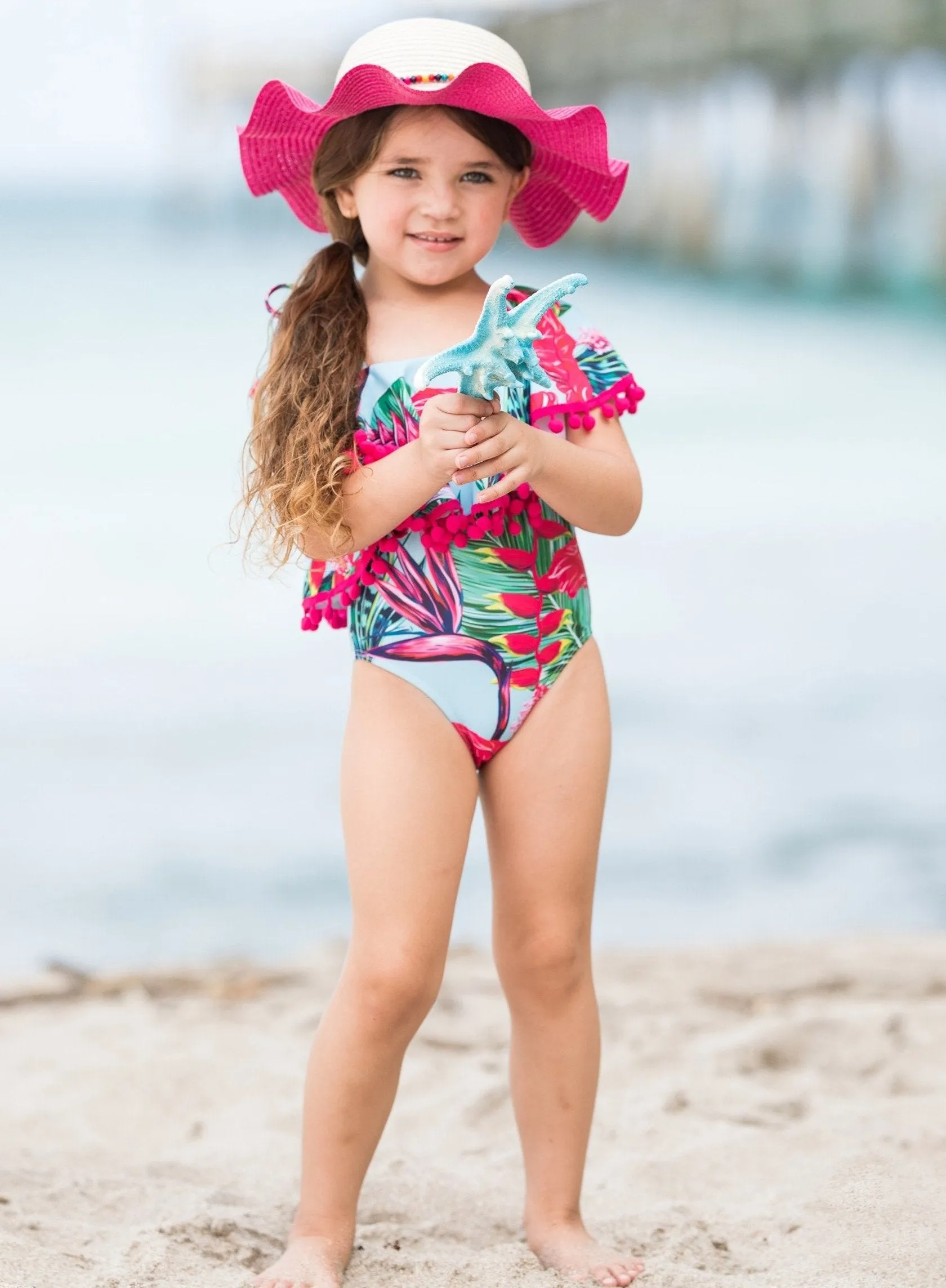 Girls Let's Go To the Tropics One Piece Swimsuit