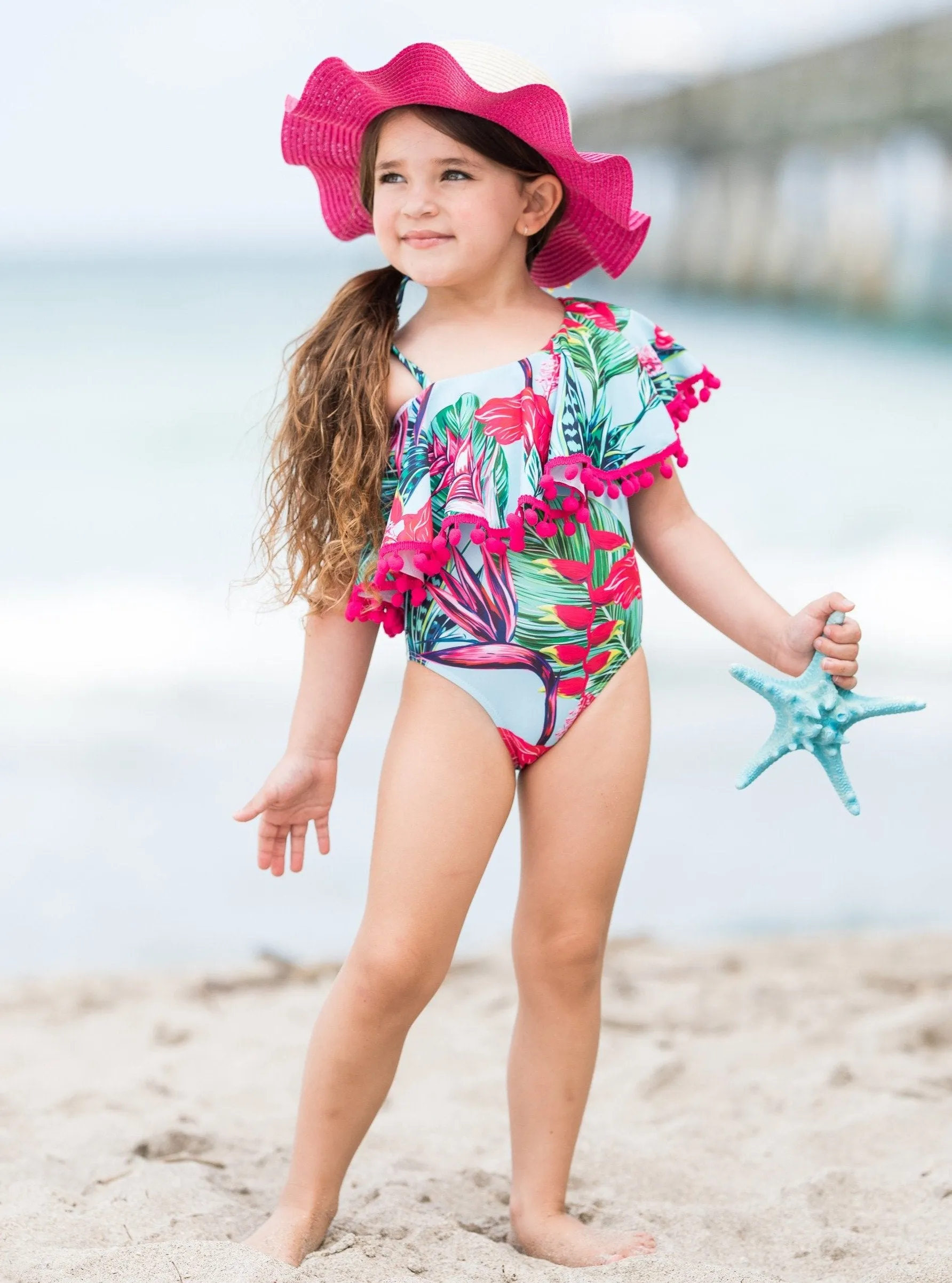 Girls Let's Go To the Tropics One Piece Swimsuit