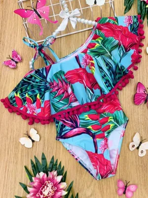 Girls Let's Go To the Tropics One Piece Swimsuit