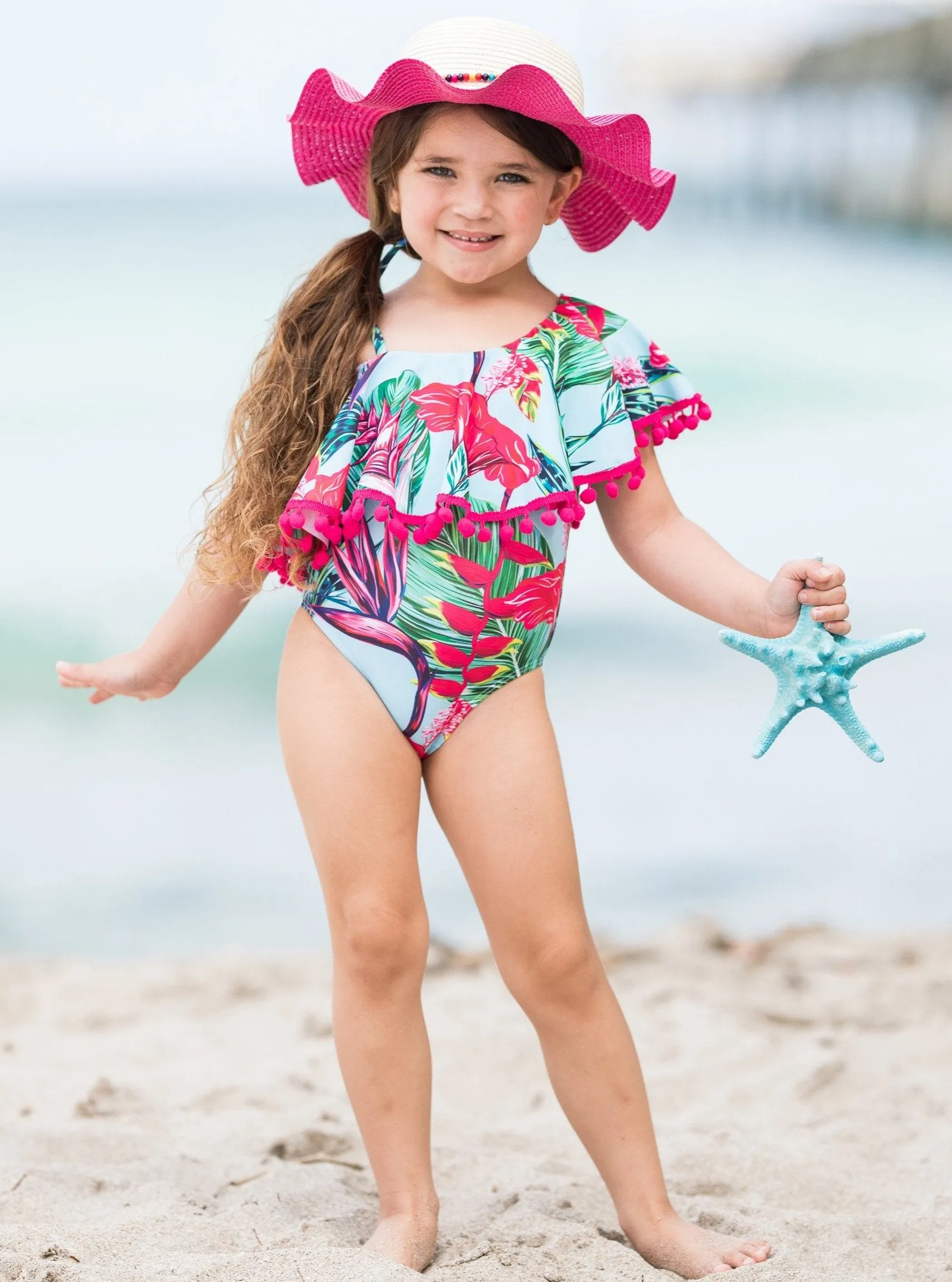 Girls Let's Go To the Tropics One Piece Swimsuit