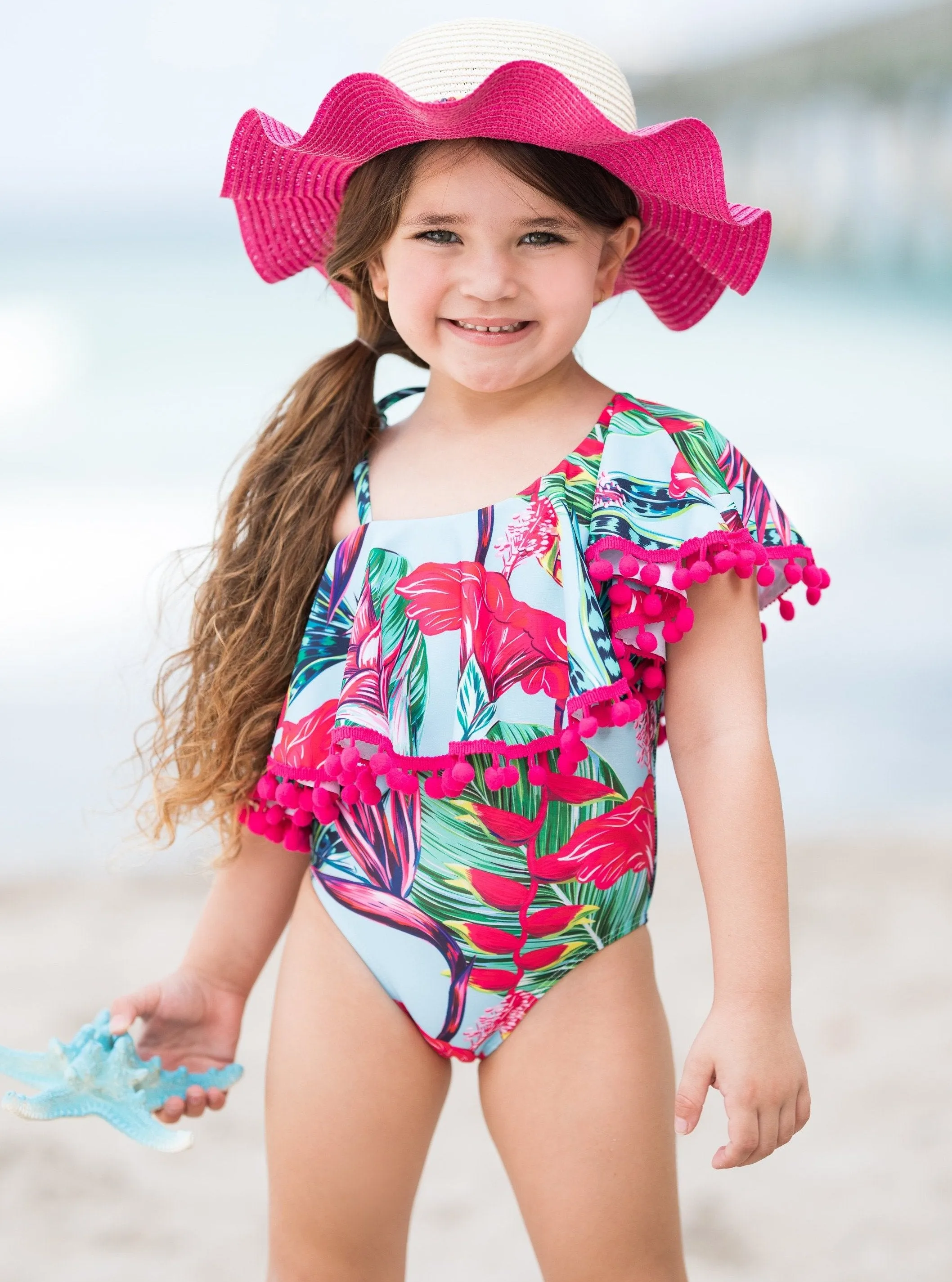 Girls Let's Go To the Tropics One Piece Swimsuit