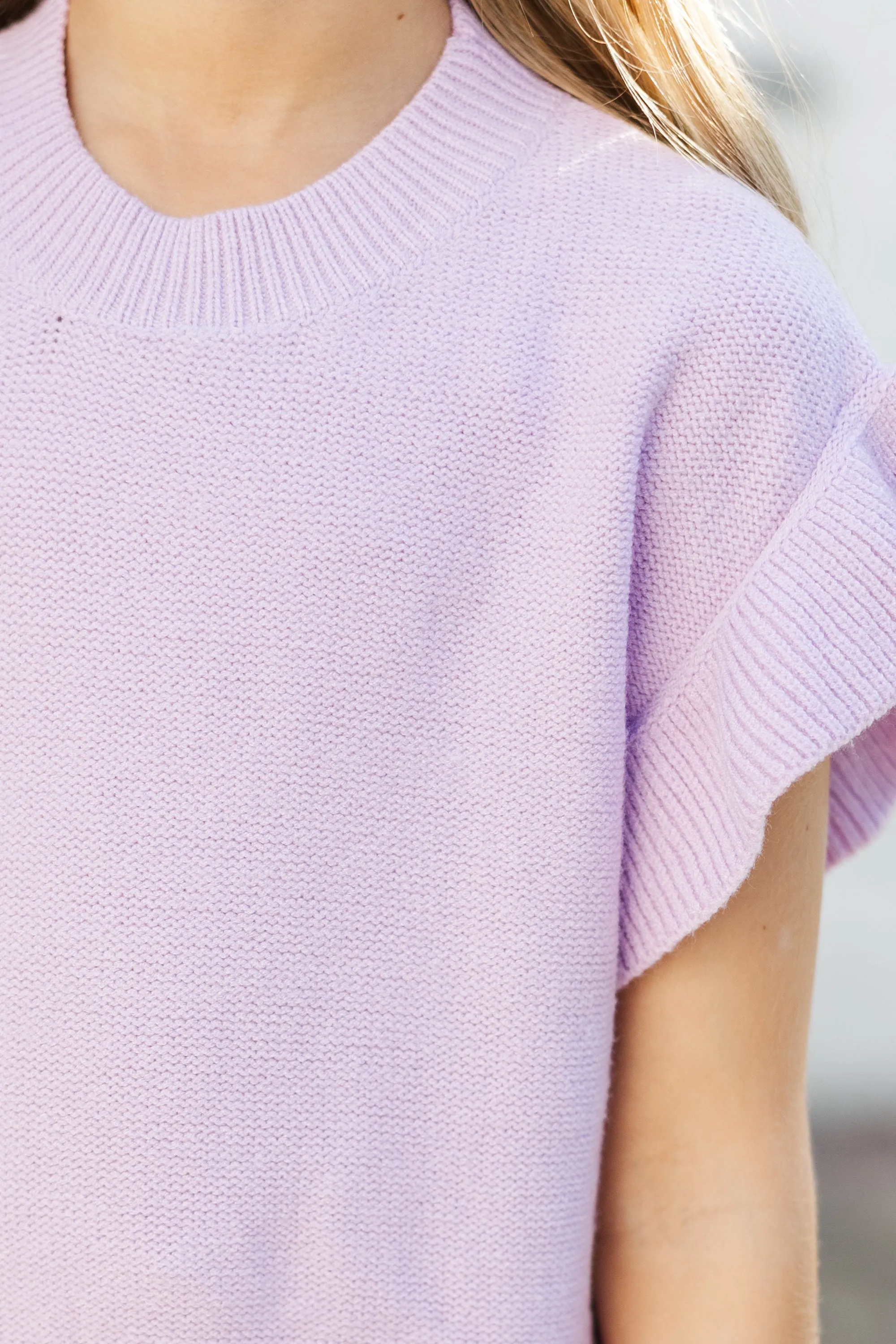 Girls: The Jessica Lavender Purple Ruffle Knit Sweater