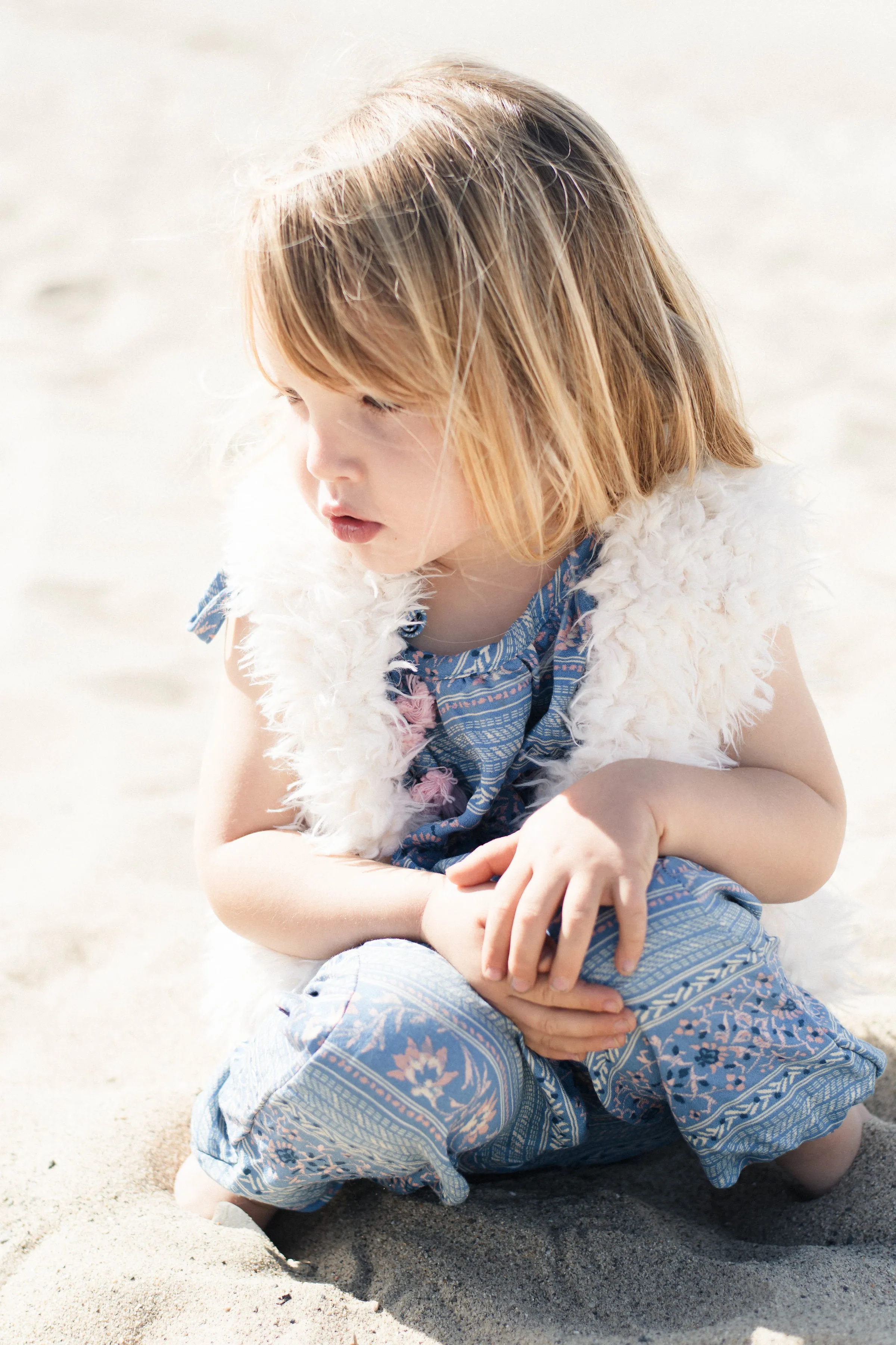 Girls White Faux Fur Vest | Leonie