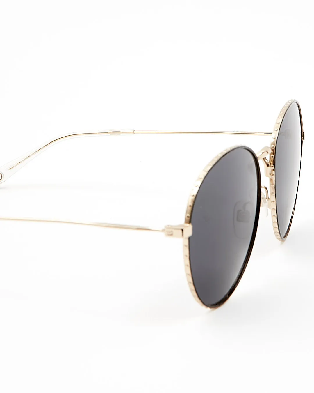 Givenchy Gold Frame Black Lens GV7089 Round Oversized Sunglasses