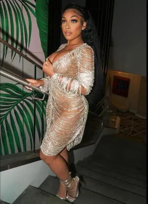 Glam Crystal Chain Dress (Knee Length)