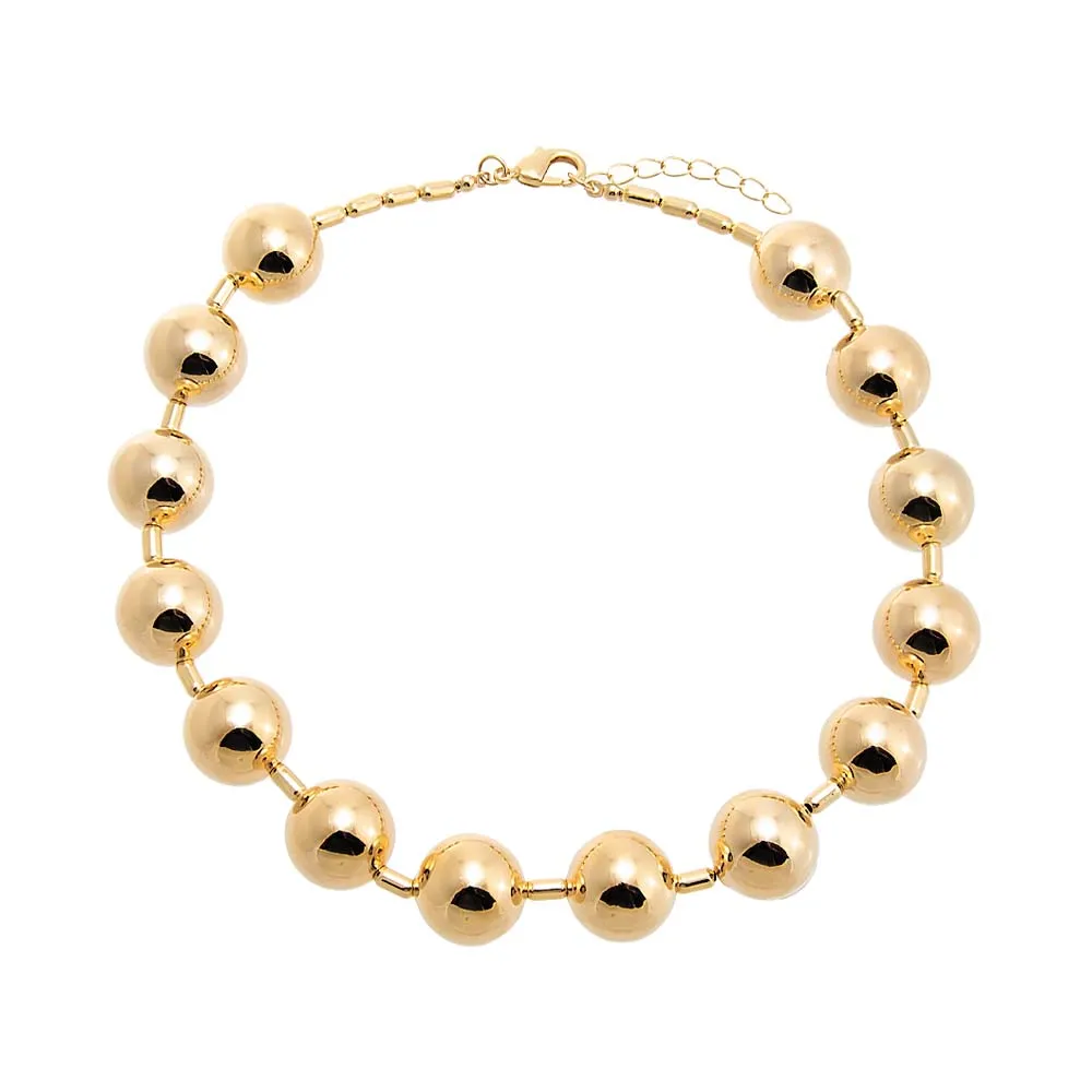 Gold Filled Solid Large Beaded Ball Necklace