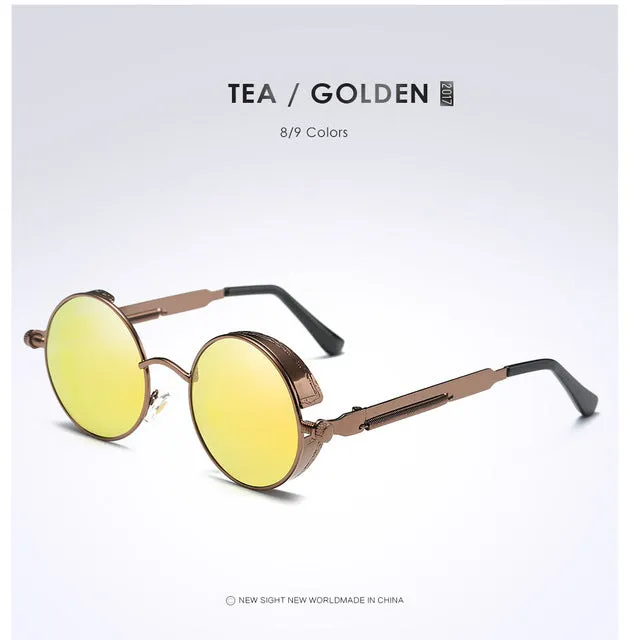 Gold Metal Polarized Sunglasses Gothic Steampunk Sunglasses Mens Womens Fashion Retro Vintage Shield Eyewear Shades 372 Red