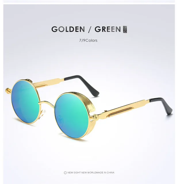 Gold Metal Polarized Sunglasses Gothic Steampunk Sunglasses Mens Womens Fashion Retro Vintage Shield Eyewear Shades 372 Red