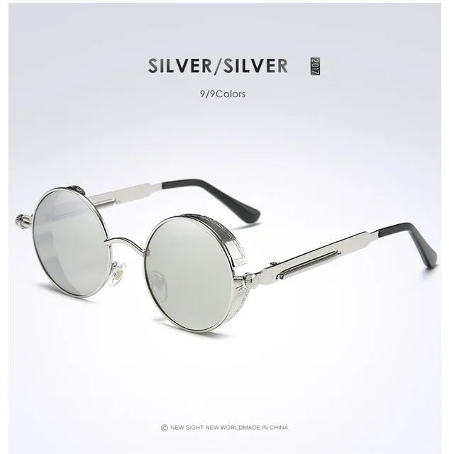 Gold Metal Polarized Sunglasses Gothic Steampunk Sunglasses Mens Womens Fashion Retro Vintage Shield Eyewear Shades 372 Red