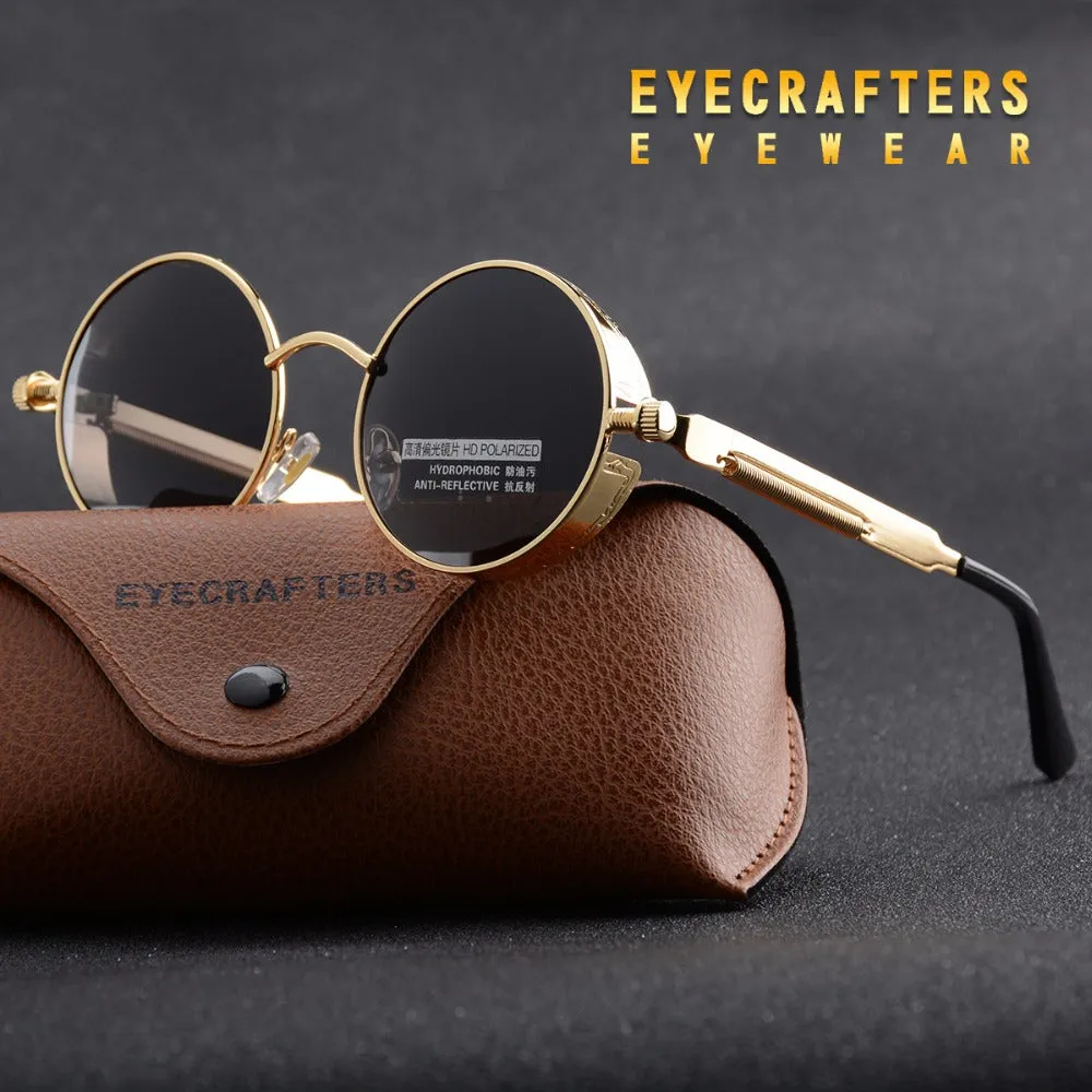 Gold Metal Polarized Sunglasses Gothic Steampunk Sunglasses Mens Womens Fashion Retro Vintage Shield Eyewear Shades 372 Red