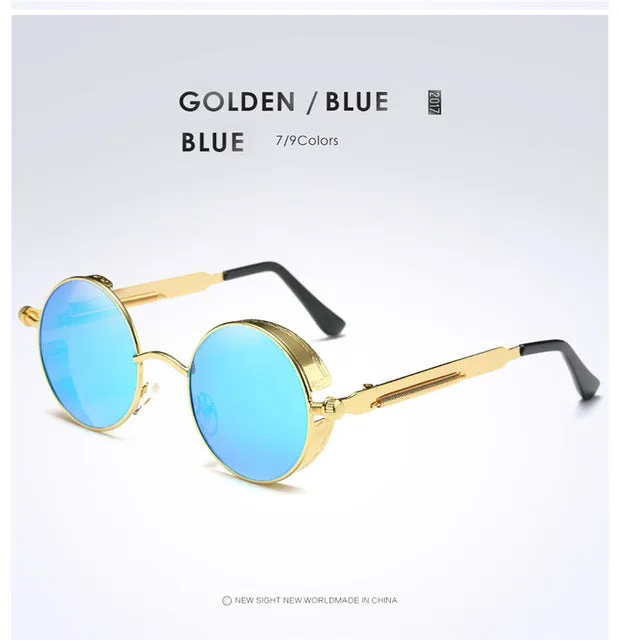 Gold Metal Polarized Sunglasses Gothic Steampunk Sunglasses Mens Womens Fashion Retro Vintage Shield Eyewear Shades 372 Red