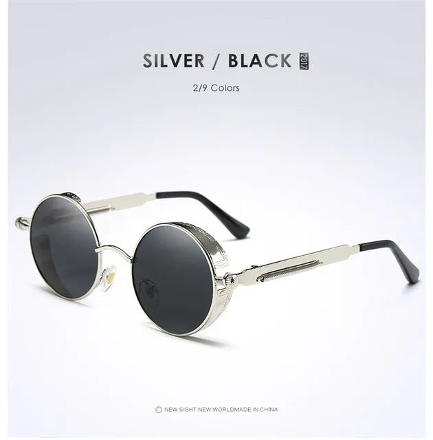 Gold Metal Polarized Sunglasses Gothic Steampunk Sunglasses Mens Womens Fashion Retro Vintage Shield Eyewear Shades 372 Red