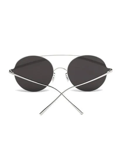 Gorgeous Golden Crossbar Metal Round Sunglasses