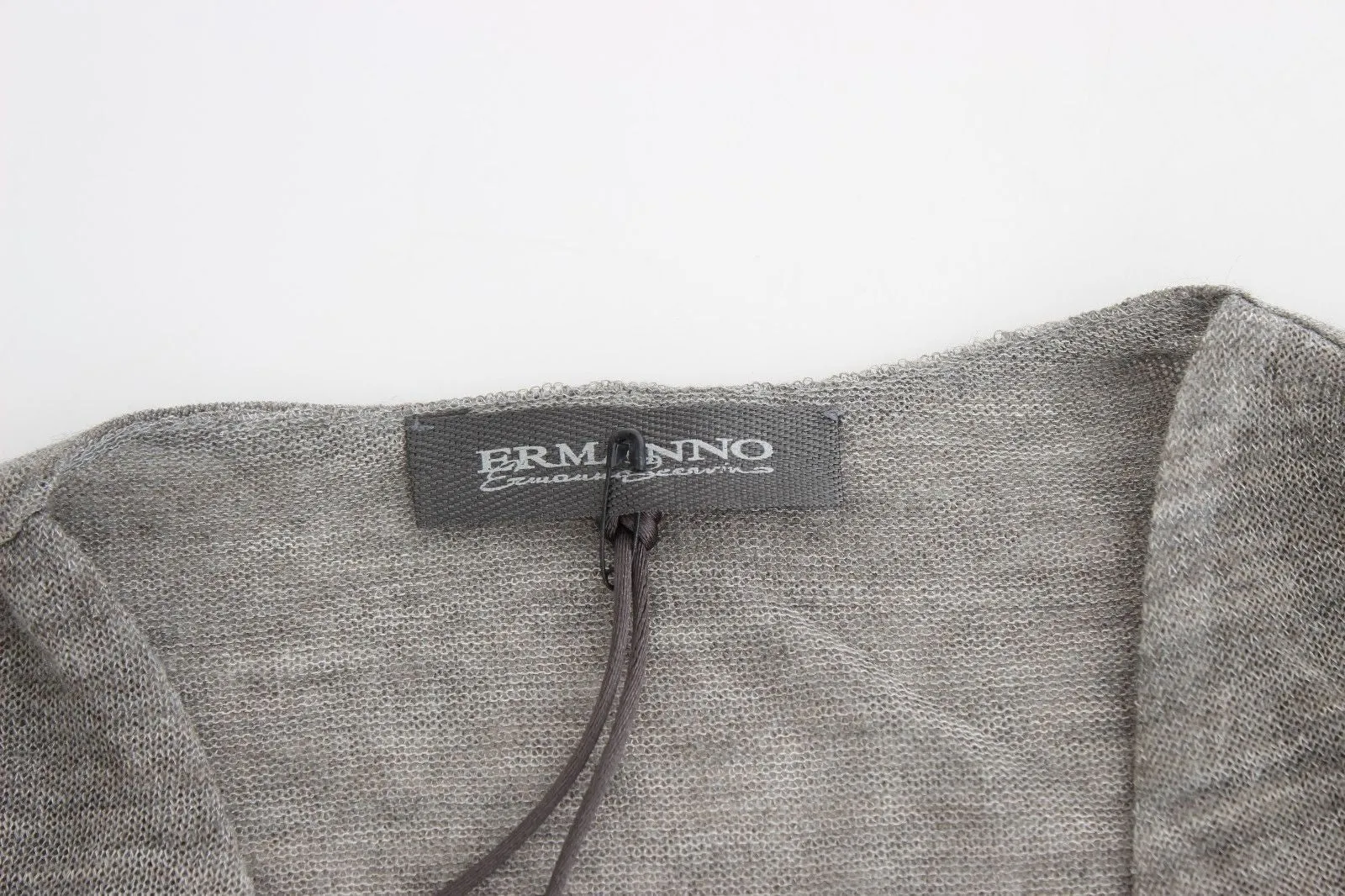 Gray Wool Blend Stretch Long Sleeve Sweater