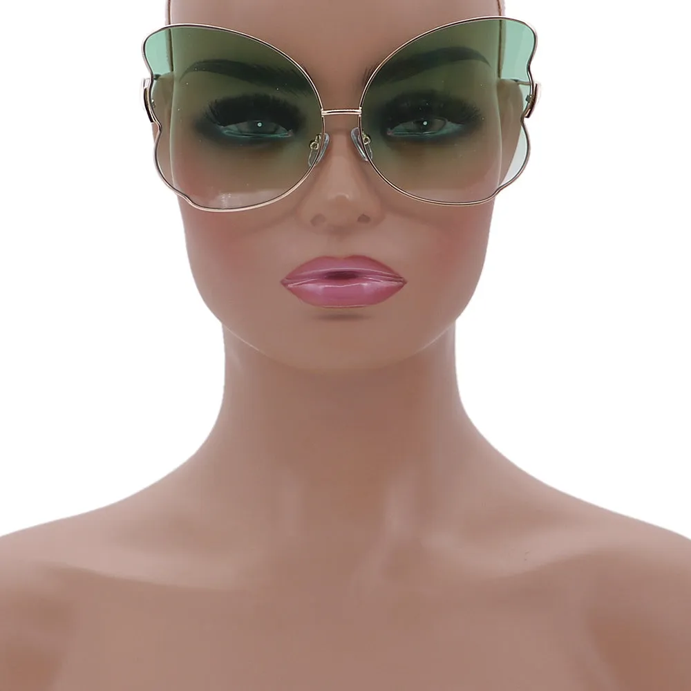 Green Butterfly Shaped Gradient Tinted Sunglasses