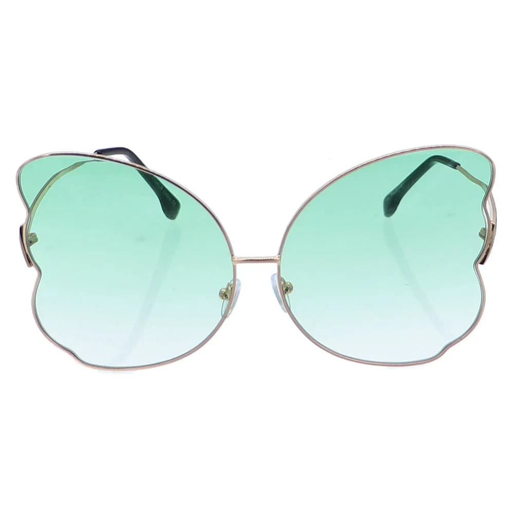 Green Butterfly Shaped Gradient Tinted Sunglasses