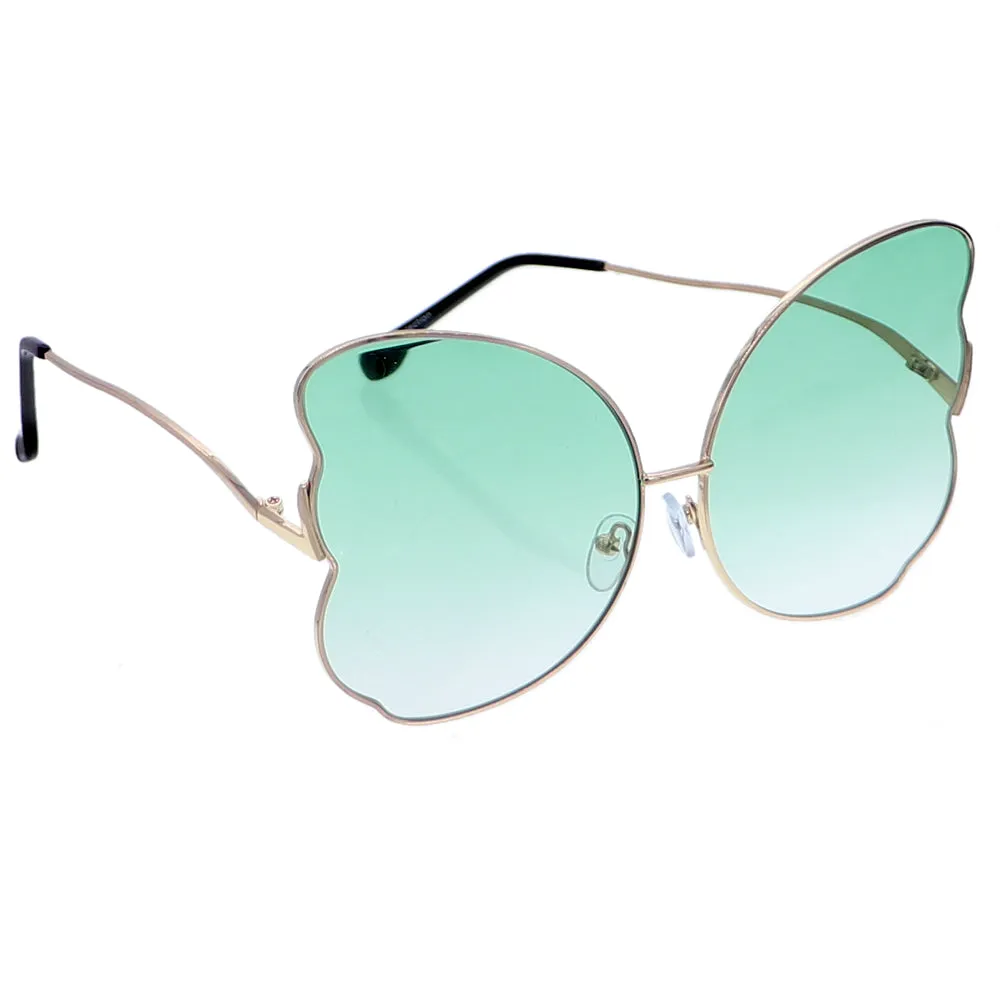 Green Butterfly Shaped Gradient Tinted Sunglasses