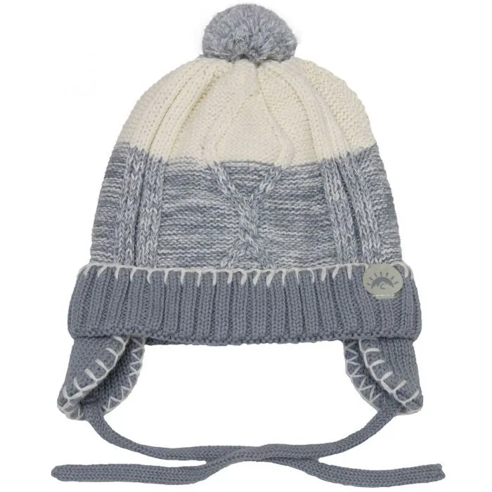 Grey & Cream Knit Lined Hat