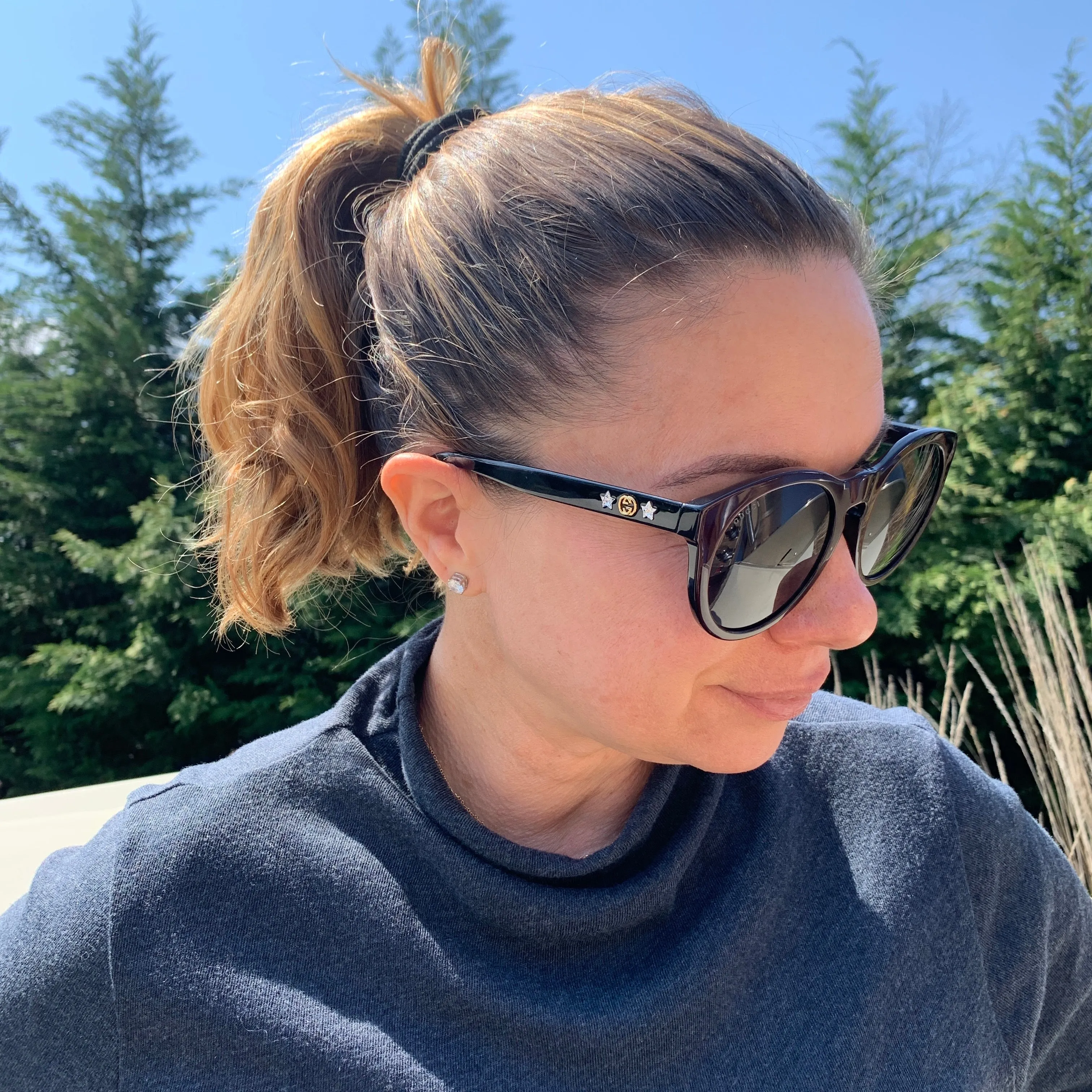 Gucci Round Frame GG Star Sunglasses in Red