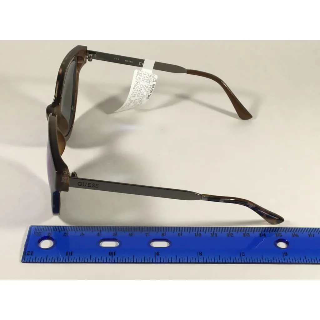 Guess Round Cat Eye Sunglasses Tortoise Gunmetal Blue Violet Mirror Lens GF0323 53X